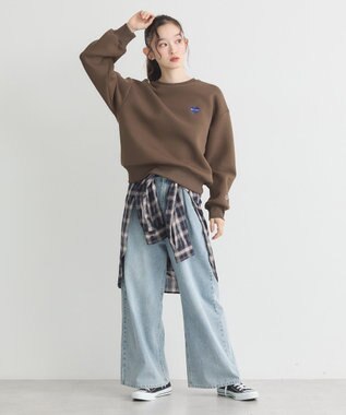 earth music&ecology Ｃｈａｍｐｉｏｎ×ｅｍａｅポンチハートスウェット Brown