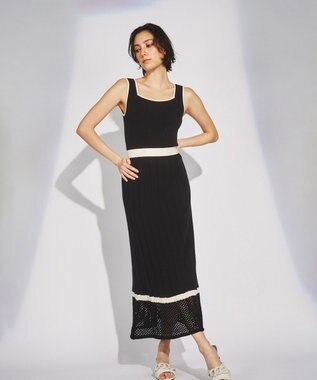 GRACE CONTINENTAL メッシュヘムニットワンピース ブラック