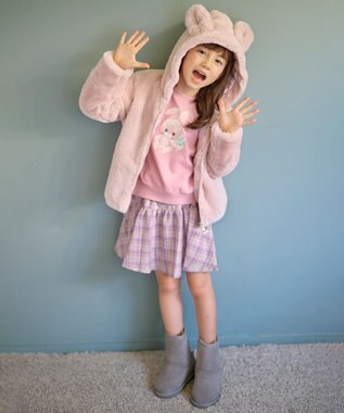 ANY KIDS アニマルプリントトレーナー ピンク×ウサギ