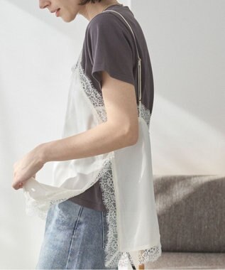 WEGO 【ANGIE VINTAGE】サテンレースキャミソール ホワイトアイボリー