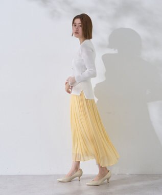 YECCA VECCA シャイニーサテンプリーツスカート Yellow