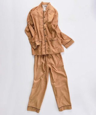 京和晒綿紗 【紗栄子さん愛用パジャマの色違い/UNISEX】ガーゼパジャマ 2重合わせ 柿渋 柿渋染め