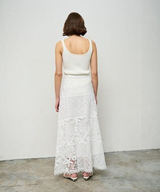 GRACE CONTINENTAL ケミカルレースパッチワークスカート ホワイト