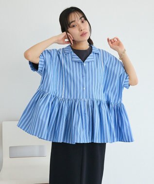 CRAFT STANDARD BOUTIQUE インド製 ペプラムブラウス Stripe