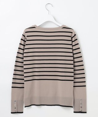 J.PRESS LADIES L 【洗える】VIGODA ボーダー ニット モカ×ブラック系