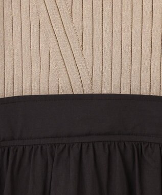 Feroux 【洗える】バイカラー襟ニットドッキング ワンピース ベージュ系