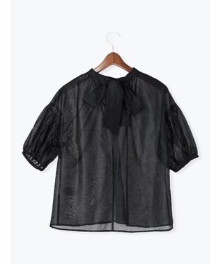 Te chichi レザーライクバックリボンブラウス ブラック