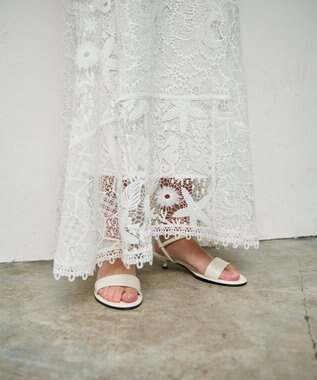 GRACE CONTINENTAL ケミカルレースパッチワークスカート ホワイト