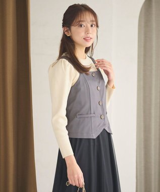 Feroux フレアチュール ジャンパースカート グレー系