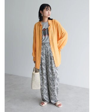 Green Parks ジャガードシアーシャツ Orange