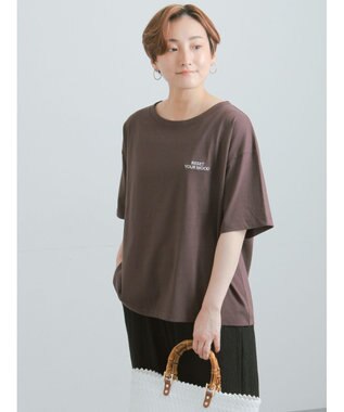 Te chichi 胸刺繍&バックプリントBIGTシャツ ブラウン