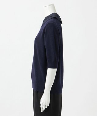 23区 S 【R(アール)】マイクロンメリノウール レース襟 ニット ネイビー系