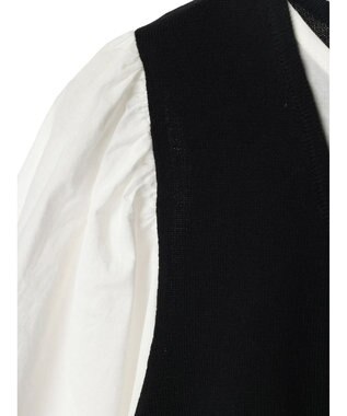 Green Parks ベスト風ドッキングニットプルオーバー Black