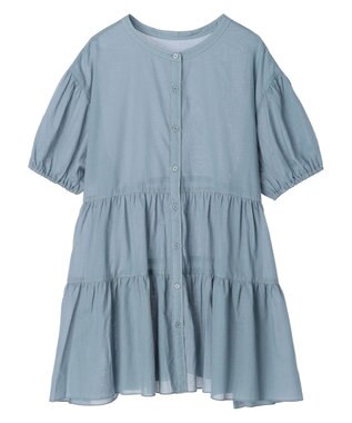 earth music&ecology 綿ローンティアードチュニック Blue