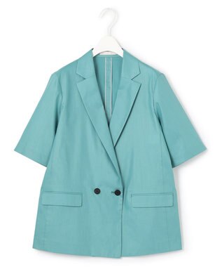 ICB 【接触冷感・洗える】エステルラミーチンツ ハーフスリーブジャケット セルリアン系