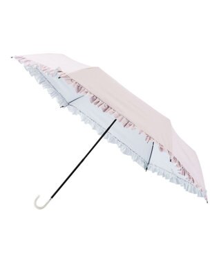 MOONBAT estaa 晴雨兼用 折りたたみ傘 無地フリル 日傘 遮光 遮熱 UV ペールピンク