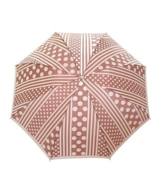槇田商店 Kirie ドットとストライプ アンティークボルドー 折りたたみ傘 ボルドー