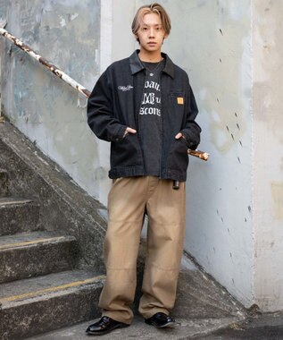 WEGO 【ユニセックス着用ITEM/MLサイズ展開】ワーカーズZIPデニムジャケット デニムブラックソノタ