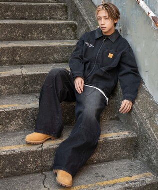 WEGO 【ユニセックス着用ITEM/MLサイズ展開】ワーカーズZIPデニムジャケット デニムブラックソノタ