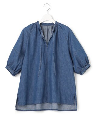 23区 【洗える】ライトダンガリー サマー スキッパーブラウス インディゴ