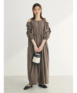 Green Parks ■ＥＳＣＡＲ　タックスリーブワイドオールインワン Gray Beige