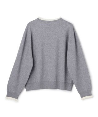 UNFILO フリルトリミング ニット グレー×エクリュ