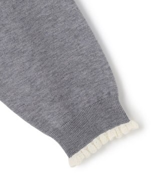 UNFILO フリルトリミング ニット グレー×エクリュ