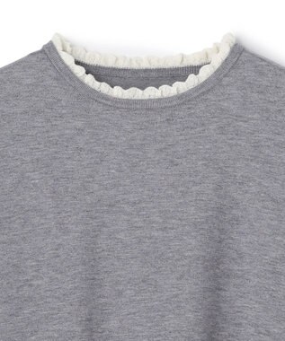 UNFILO フリルトリミング ニット グレー×エクリュ