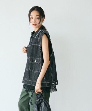 CRAFT STANDARD BOUTIQUE デニムリボンベスト Black