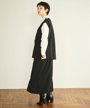 #Newans 【洗える】Vネックニットベスト ブラック系