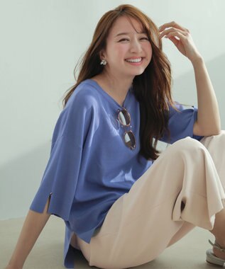 ANY SIS L 【アイスタッチ】ボートネックニット プルオーバー