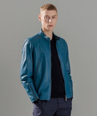 JOSEPH HOMME ライトラムナッパ レザー   シングルライダース ダルブルー系