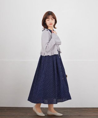 Tiaclasse フリルリボンカーディガン グレー