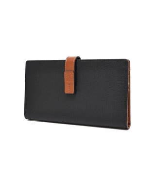 style code 【PADMA/パドマ】ベルトデザイン　シュリンクレザー薄マチ長財布 ブラック×キャメル