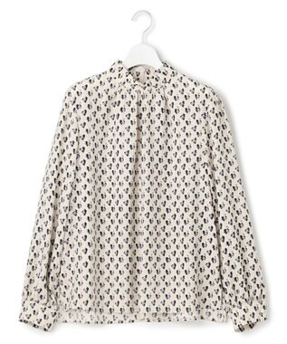 23区 L モダンアートプリントギャザーブラウス ベージュ系