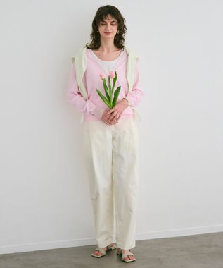 BEIGE， 【洗える】CROCUS / カービーシルエットタックパンツ Ecru