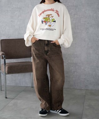 WEGO イラストプルオーバースウェット ホワイトアイボリー