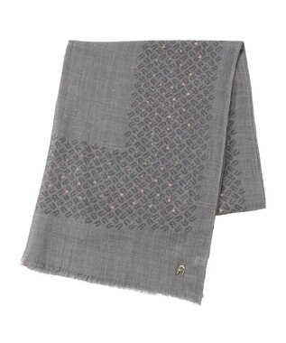 MOONBAT FURLA(フルラ）ウール100％ ウールアーチロゴストール チャコールグレー