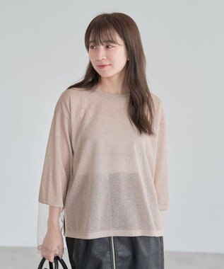 Green Parks 袖チュールドッキングラメプルオーバー Pink