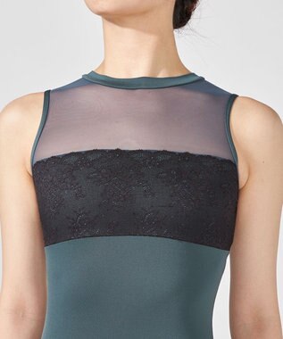 Chacott ハイネックレオタード ボトルグリーン