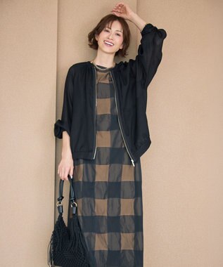 自由区 【再入荷・昨年ご好評】ブロンズチェックジャガード ワンピース ブロンズ×ブラック