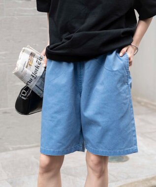 WEGO 【ユニセックス着用ITEM/ウエストゴム】リラックスイージーショーツ ブルーその他