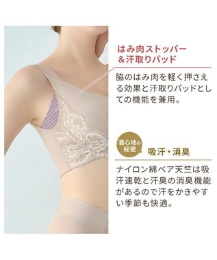 BRADELIS New York 【BRADELIS NewYork peace/ノンワイヤー】綿混トリプルキャッチFITブラ23 ブラデリス 補正 ブラジャー 接触冷感 ノンワイヤー DB123403 パールグレージュ