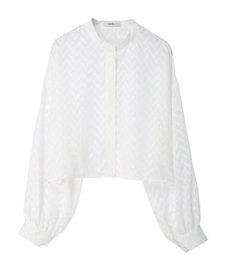 earth music&ecology ツッキリジャガードショートブラウス Off White