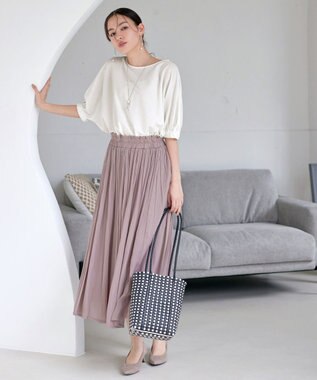 Tiaclasse 【安田美沙子さん着用・洗える】ヴィンテージサテンプリーツスカート ピンク