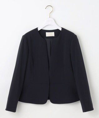 ANY SIS L 【洗える】セレモニーダブルクロス クルーカラー ジャケット ネイビー