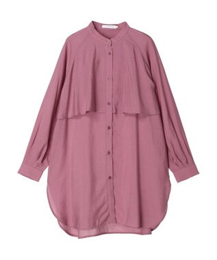 AMERICAN HOLIC バンドカラーフリルシャツチュニック Pink
