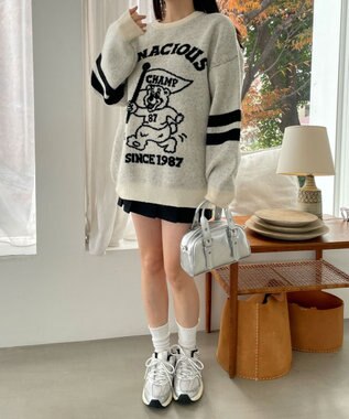 WEGO ファニーグラフィックフラッフィーニットプルオーバー 柄2