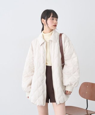 earth music&ecology 【WEB限定】ダブルステッチキルティングコート Ivory