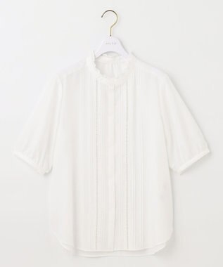 ANY SIS S 【洗える】フリルスタンドピンタック ブラウス オフホワイト